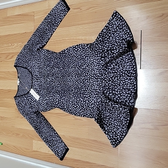 REBECCA TAYLOR Size Medium Black & Lilac Knitted Viscose Blend Dress - Picture 5 of 11